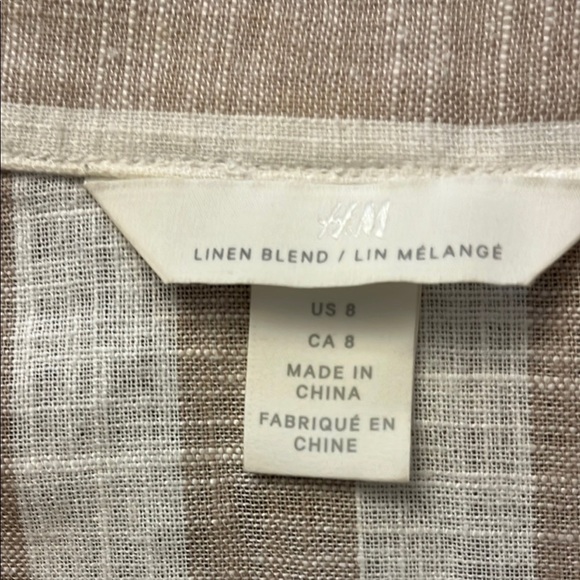 H&M Linen Blend Midi Sand Striped Skirt Size 8 - Picture 5 of 6
